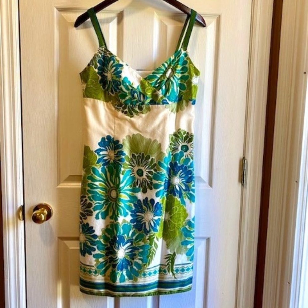 Ann Taylor Green Floral Sun Dress Size 8 Petite
